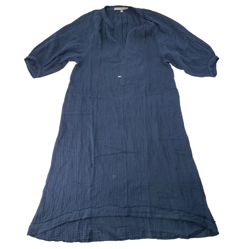 ocean+main Caftan Dress S/M Navy Blue Good Gauze Cotton Made in USA